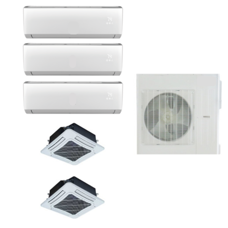 5 zone install, 3 indoor heads, 2 ceiling cassettes