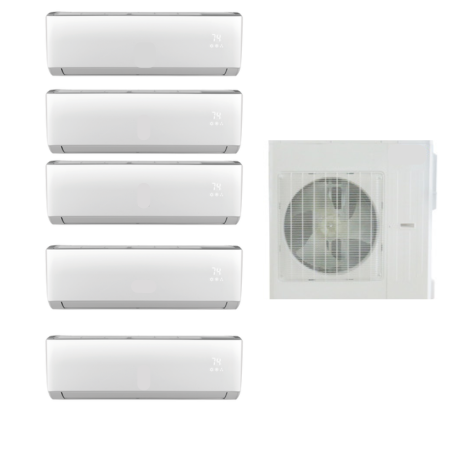 5 mini split air handlers, one outdoor condenser.